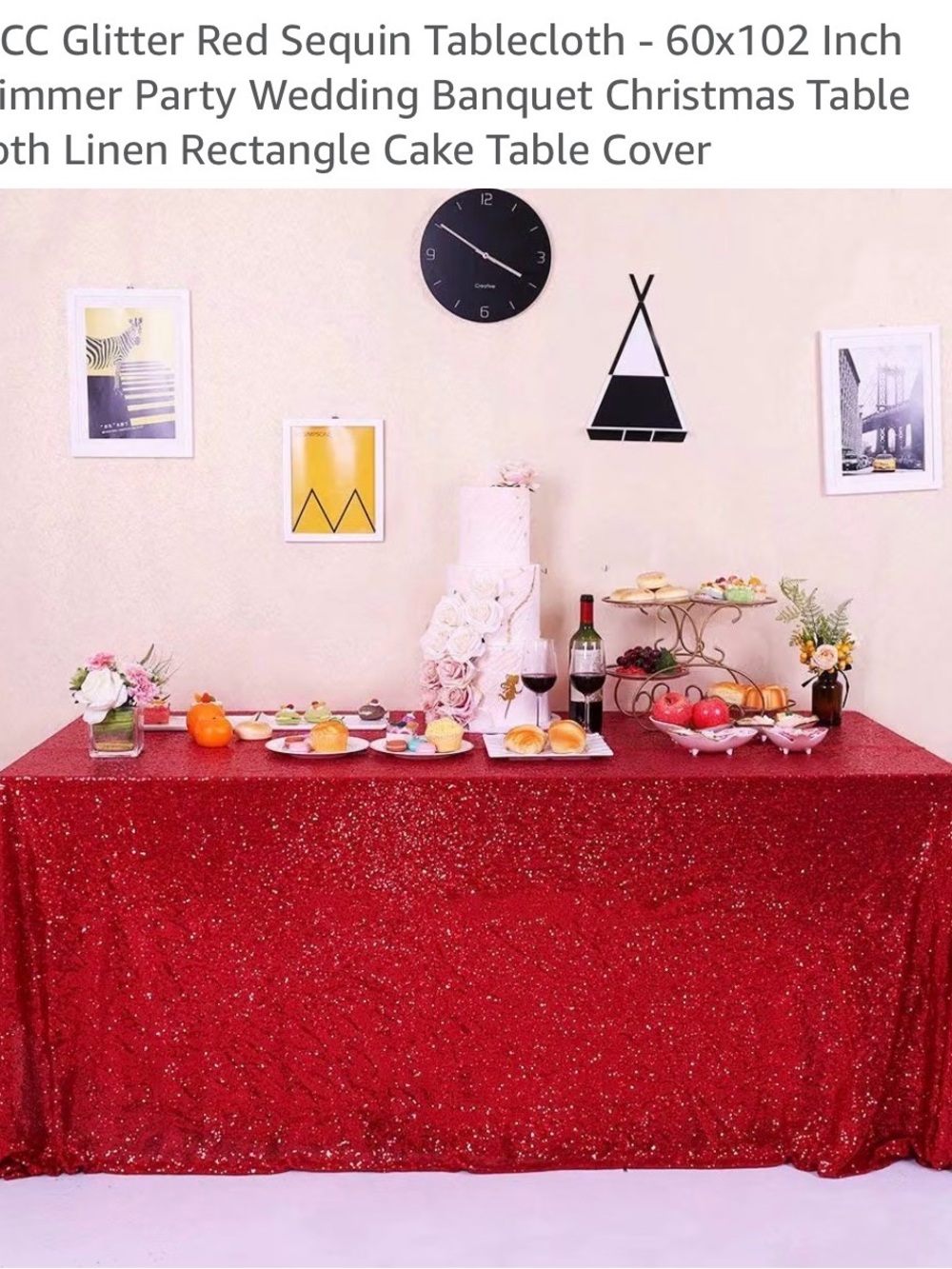 Red Sequin Tablecloth for Party & Events - 2 each